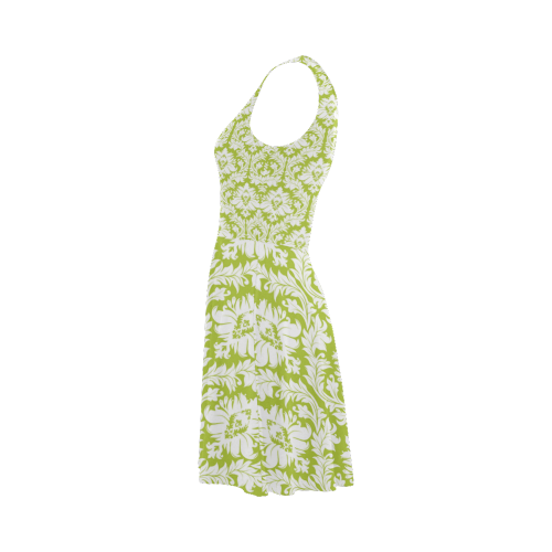 damask pattern spring green and white Atalanta Sundress (Model D04)