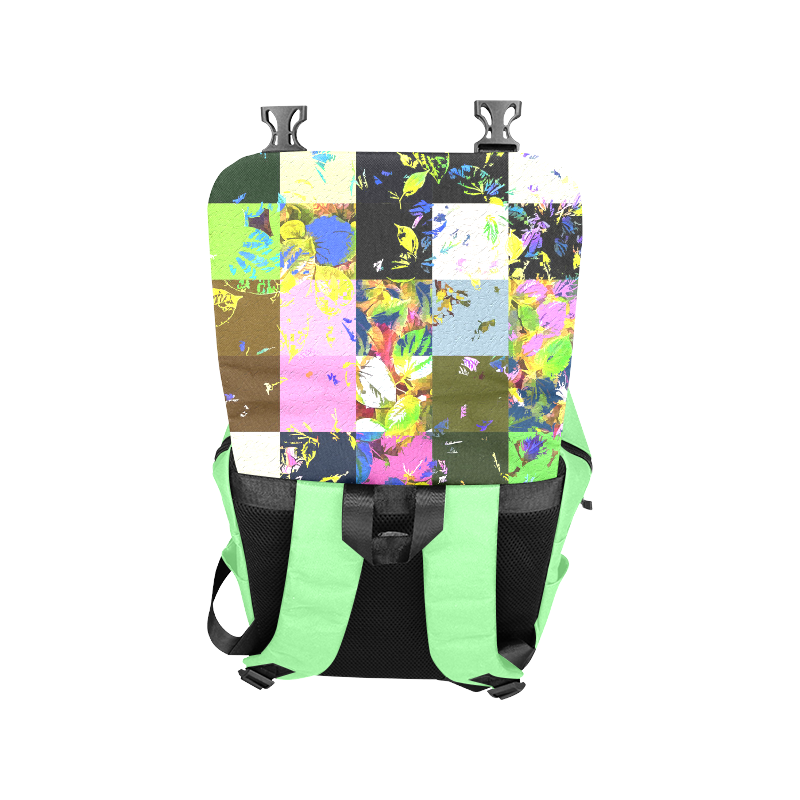 Foliage Patchwork #3 Light Green- Jera Nour Casual Shoulders Backpack (Model 1623)