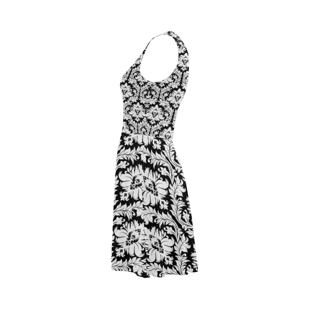 damask pattern black and white Atalanta Sundress (Model D04)