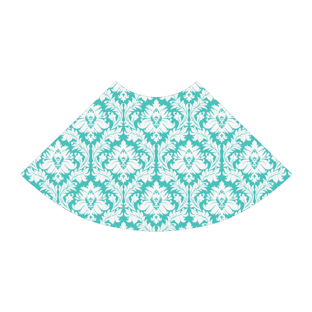 damask pattern turquoise and white Atalanta Sundress (Model D04)