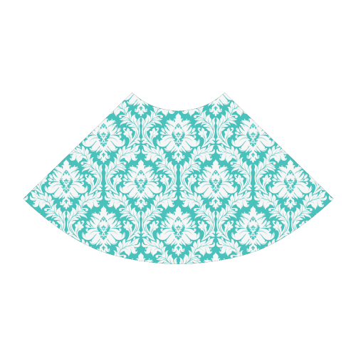 damask pattern turquoise and white Atalanta Sundress (Model D04)