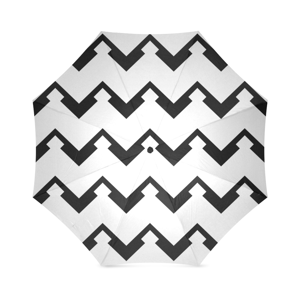 Chevron black and white  1 Foldable Umbrella (Model U01)