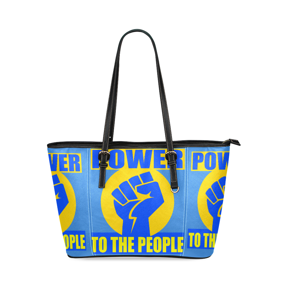 POWER TO THE PEOPLE Leather Tote Bag/Large (Model 1640)
