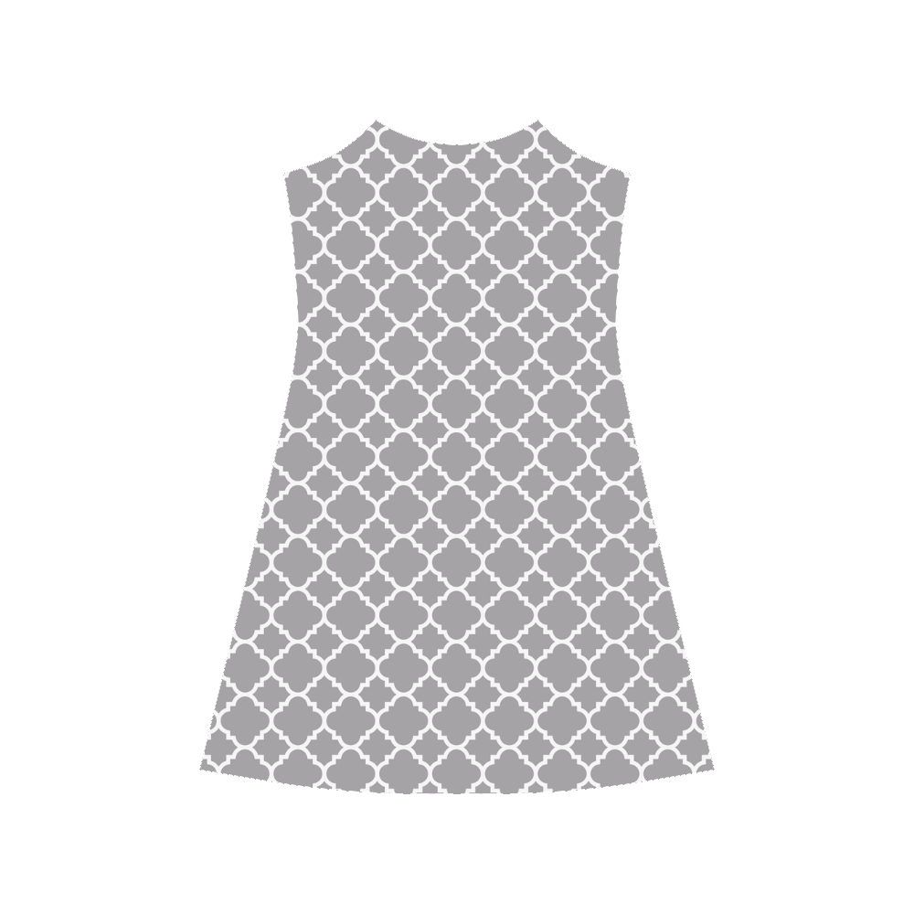 grey white quatrefoil classic pattern Alcestis Slip Dress (Model D05)