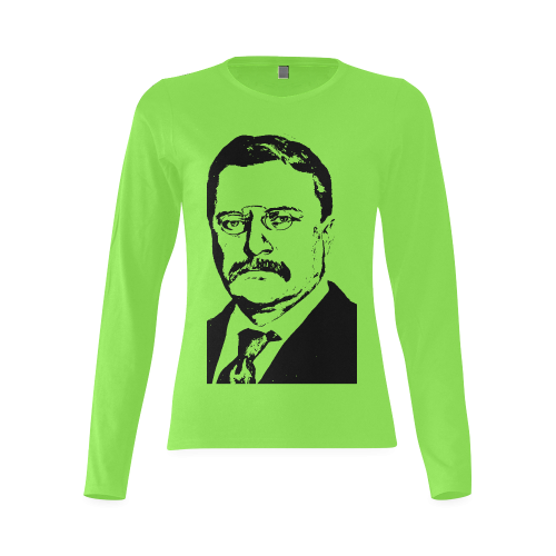 Theodore Roosevelt Sunny Women's T-shirt (long-sleeve) (Model T07)