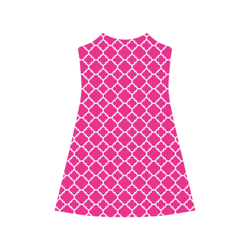 hot pink white quatrefoil classic pattern Alcestis Slip Dress (Model D05)