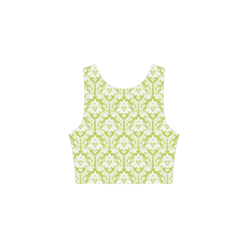 damask pattern spring green and white Atalanta Sundress (Model D04)