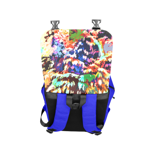 Foliage Patchwork #7 Blue - Jera Nour Casual Shoulders Backpack (Model 1623)