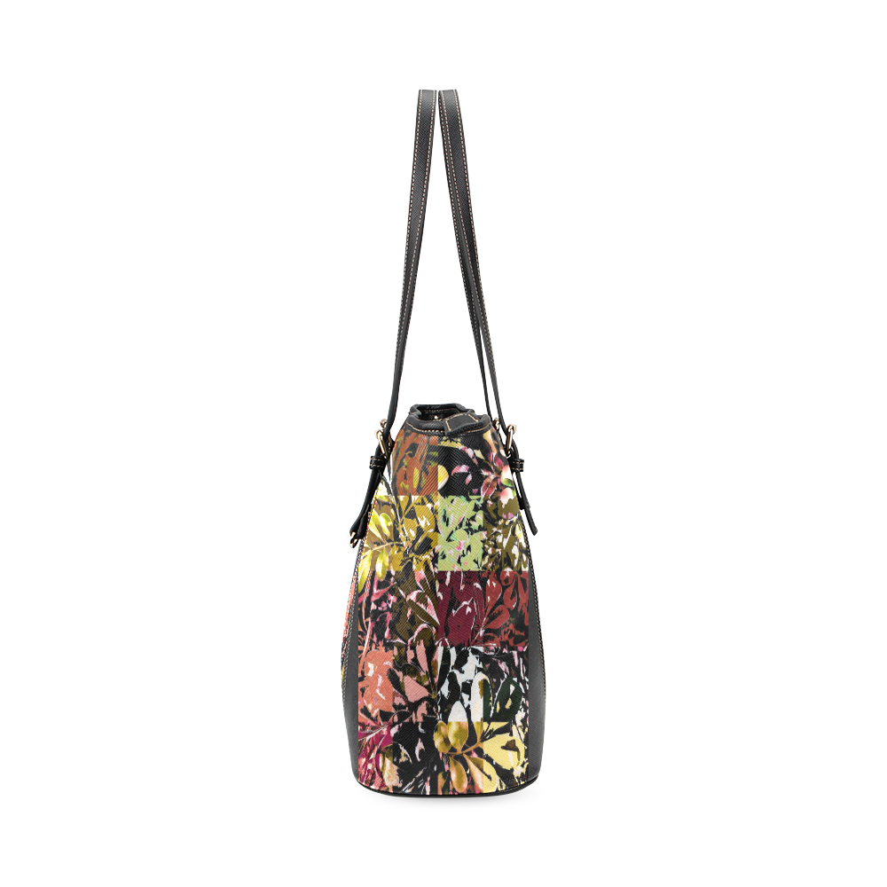 Foliage Patchwork #6 - Jera Nour Leather Tote Bag/Large (Model 1640)