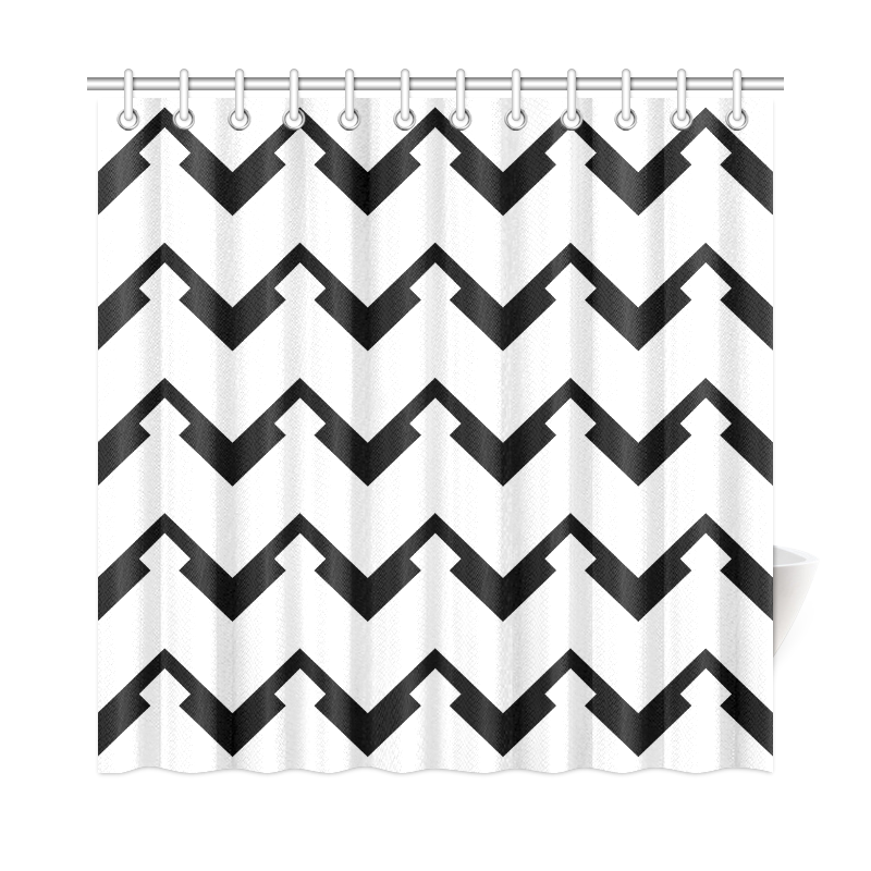 Chevron black and white  1 Shower Curtain 72"x72"