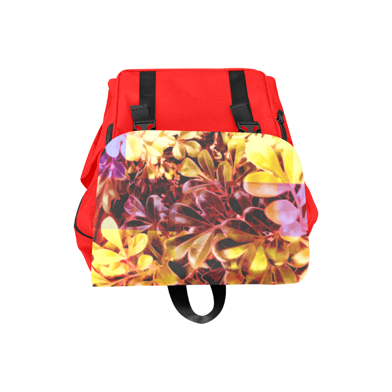 Foliage Patchwork #11 Red - Jera Nour Casual Shoulders Backpack (Model 1623)