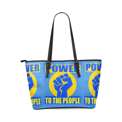 POWER TO THE PEOPLE Leather Tote Bag/Large (Model 1640)