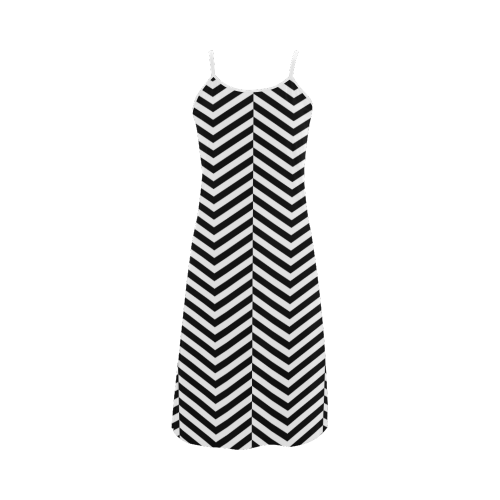 black and white classic chevron pattern Alcestis Slip Dress (Model D05)