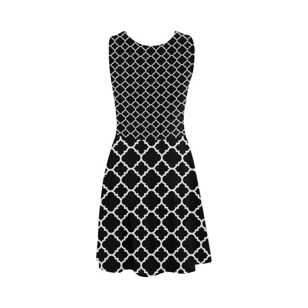 black white quatrefoil classic pattern Atalanta Sundress (Model D04)