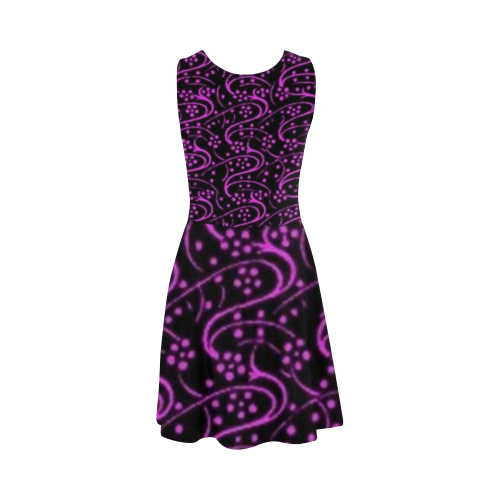 Vintage Floral Purple Amethyst Black Atalanta Sundress (Model D04)