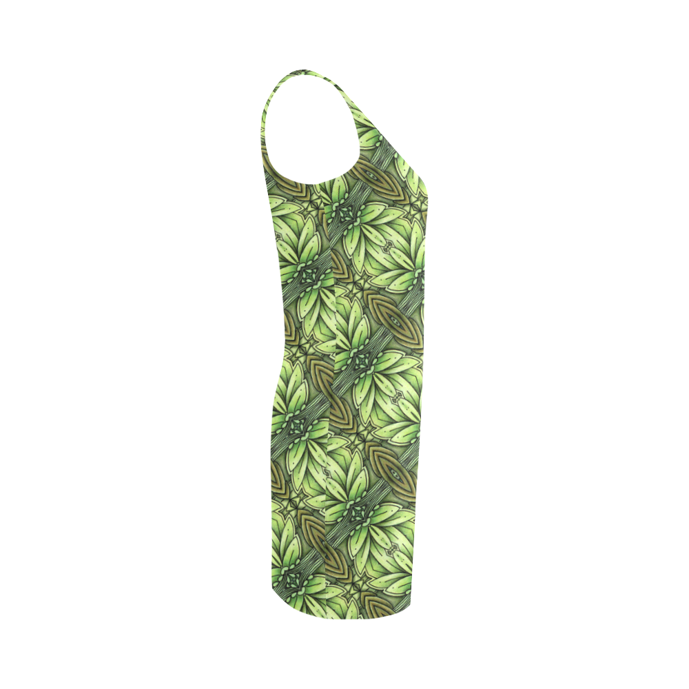 Mandy Green - Leaf Weave small foliage Medea Vest Dress (Model D06)