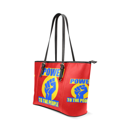 POWER TO THE PEOPLE Leather Tote Bag/Small (Model 1640)