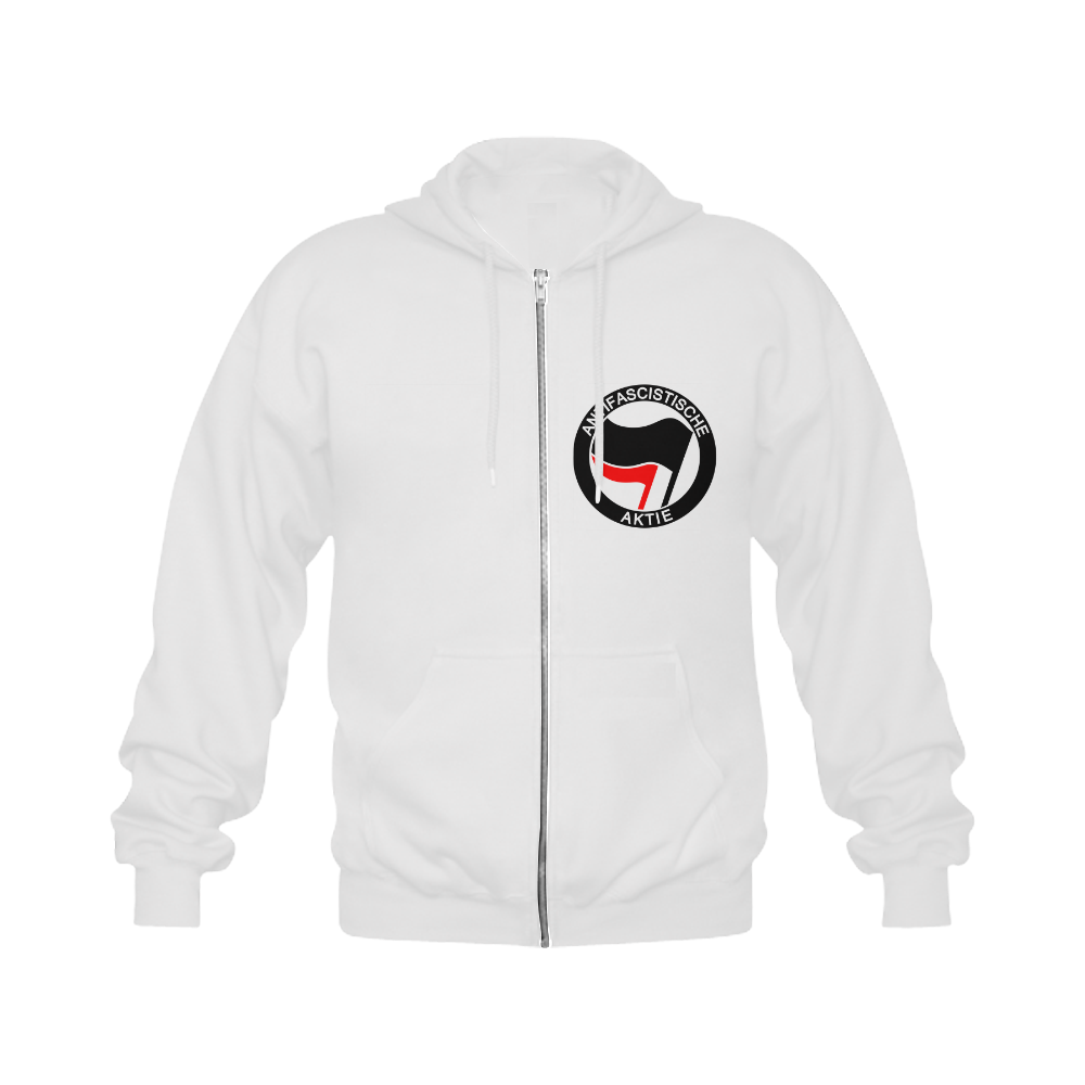 Anti- Fascist Action Gildan Full Zip Hooded Sweatshirt (Model H02)