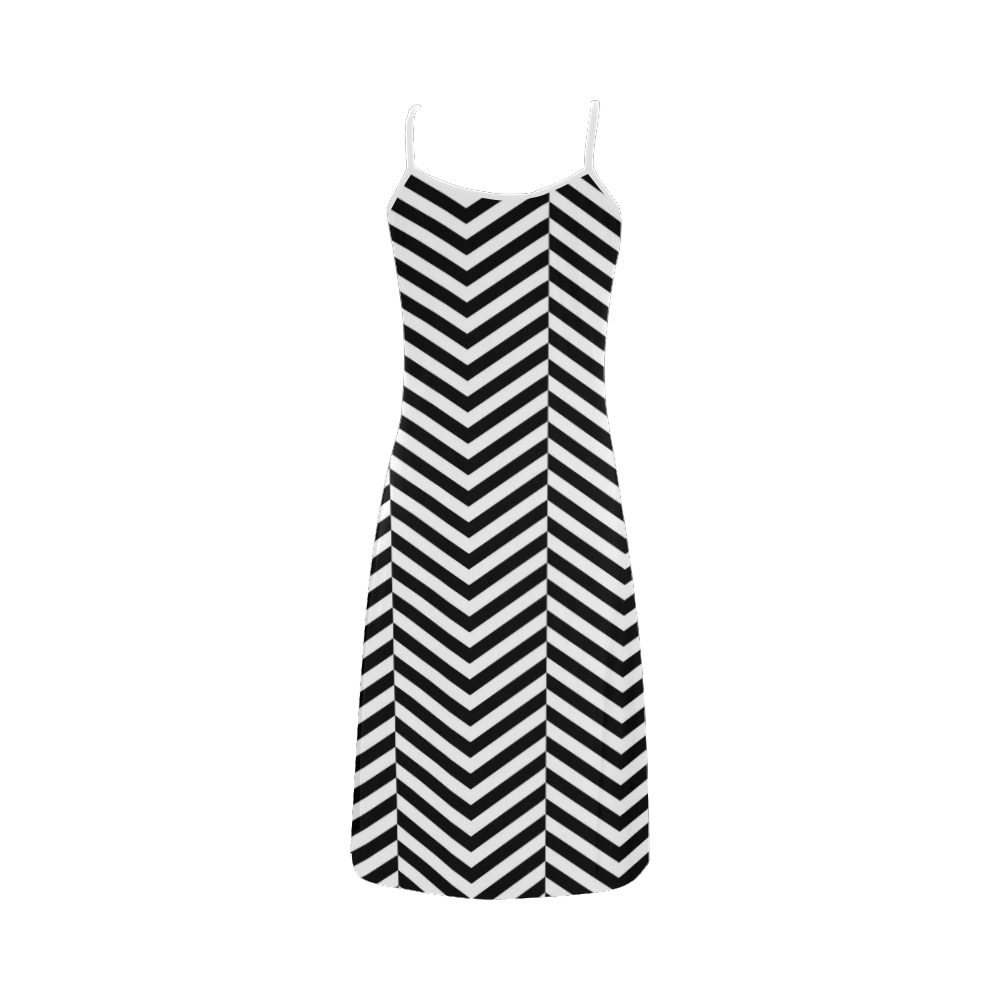 black and white classic chevron pattern Alcestis Slip Dress (Model D05)