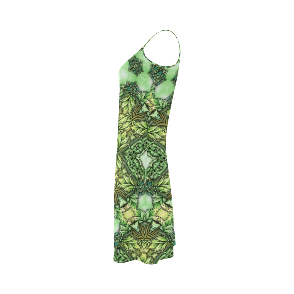 Mandy Green - Forest Garden pattern Alcestis Slip Dress (Model D05)