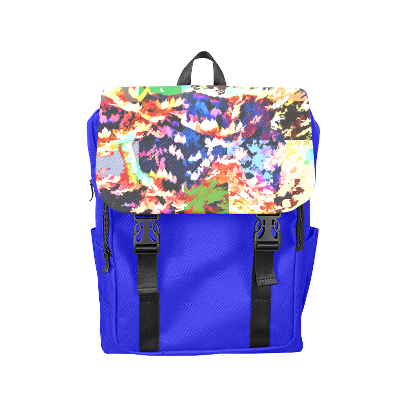Foliage Patchwork #7 Blue - Jera Nour Casual Shoulders Backpack (Model 1623)