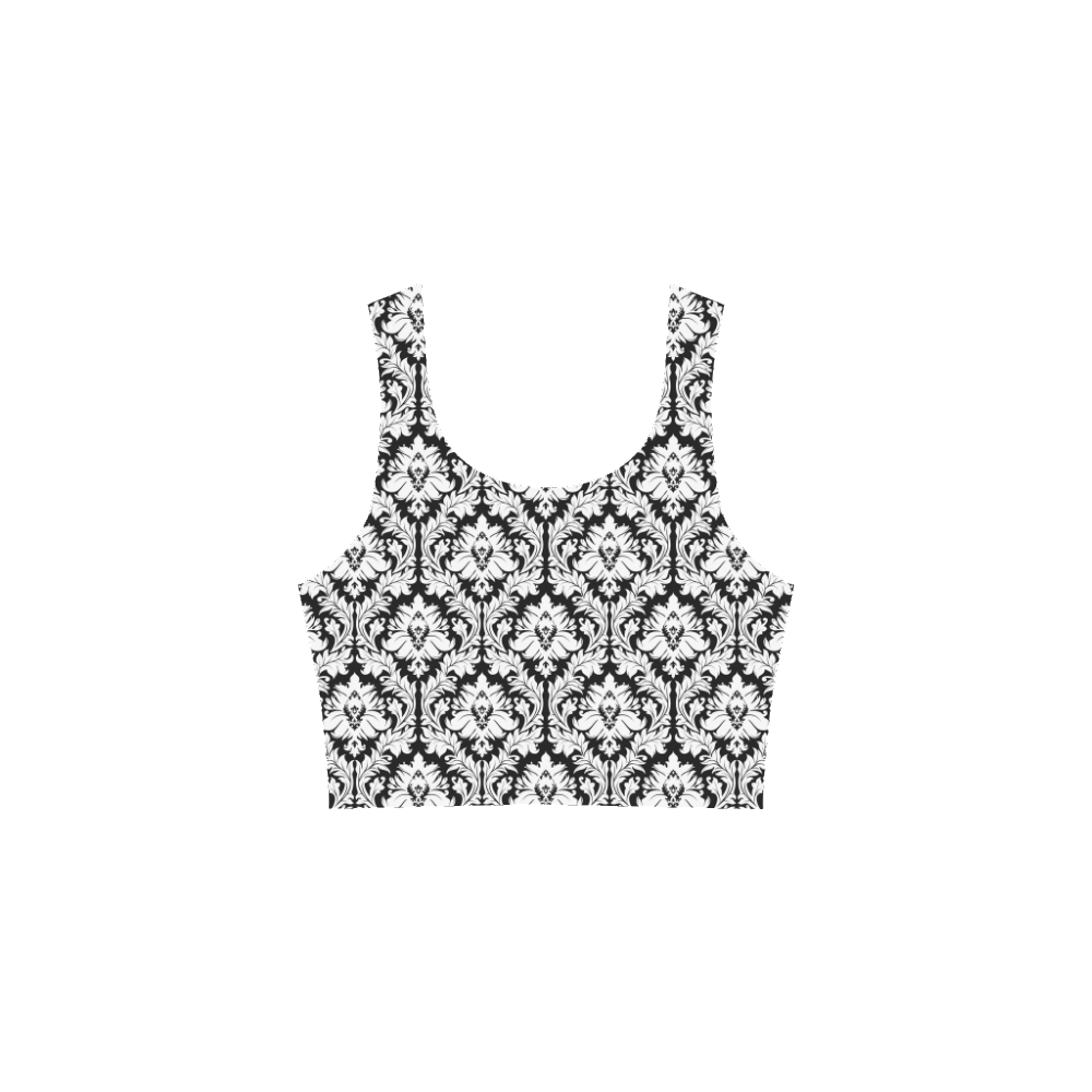 damask pattern black and white Atalanta Sundress (Model D04)