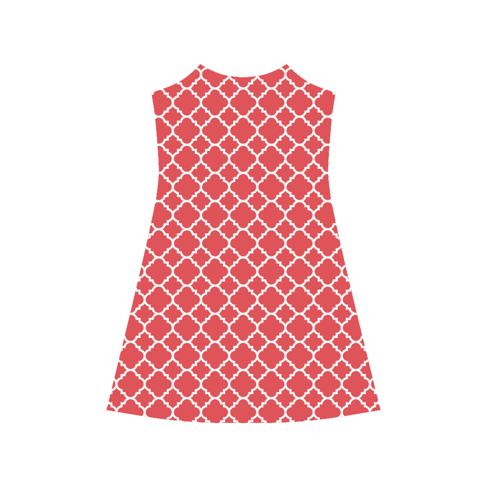 red white quatrefoil classic pattern Alcestis Slip Dress (Model D05)