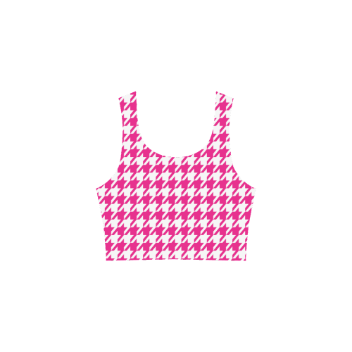 hot pink  and white houndstooth classic pattern Atalanta Sundress (Model D04)