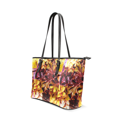 Foliage Patchwork #11 - Jera Nour Leather Tote Bag/Large (Model 1640)