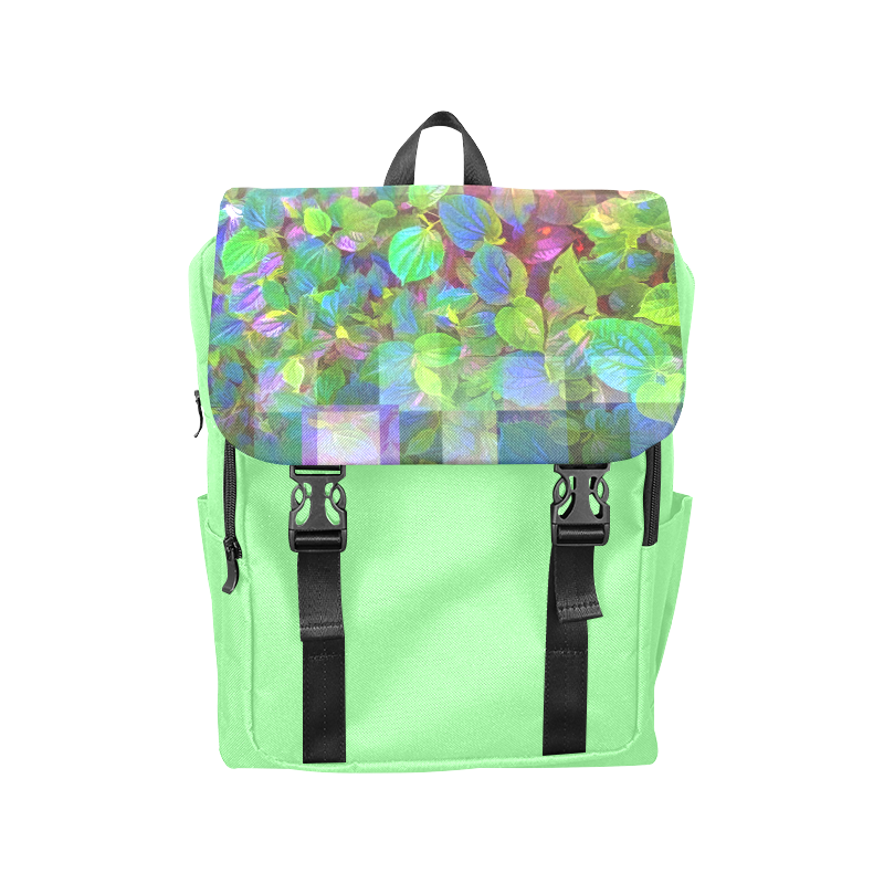 Foliage Patchwork #10 Light Green - Jera Nour Casual Shoulders Backpack (Model 1623)