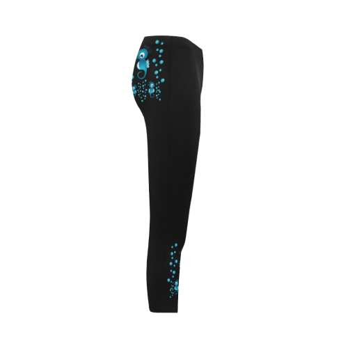 Sea horses in blue Capri Legging (Model L02)