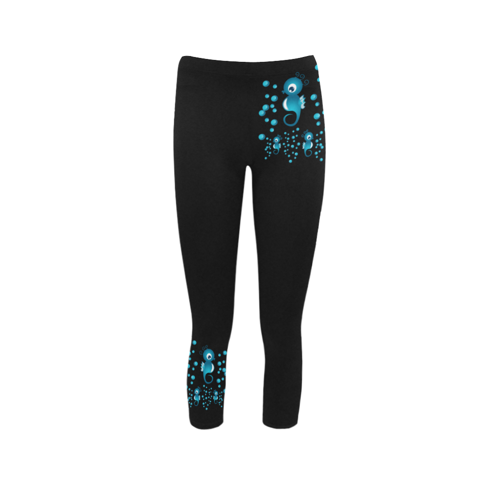 Sea horses in blue Capri Legging (Model L02)