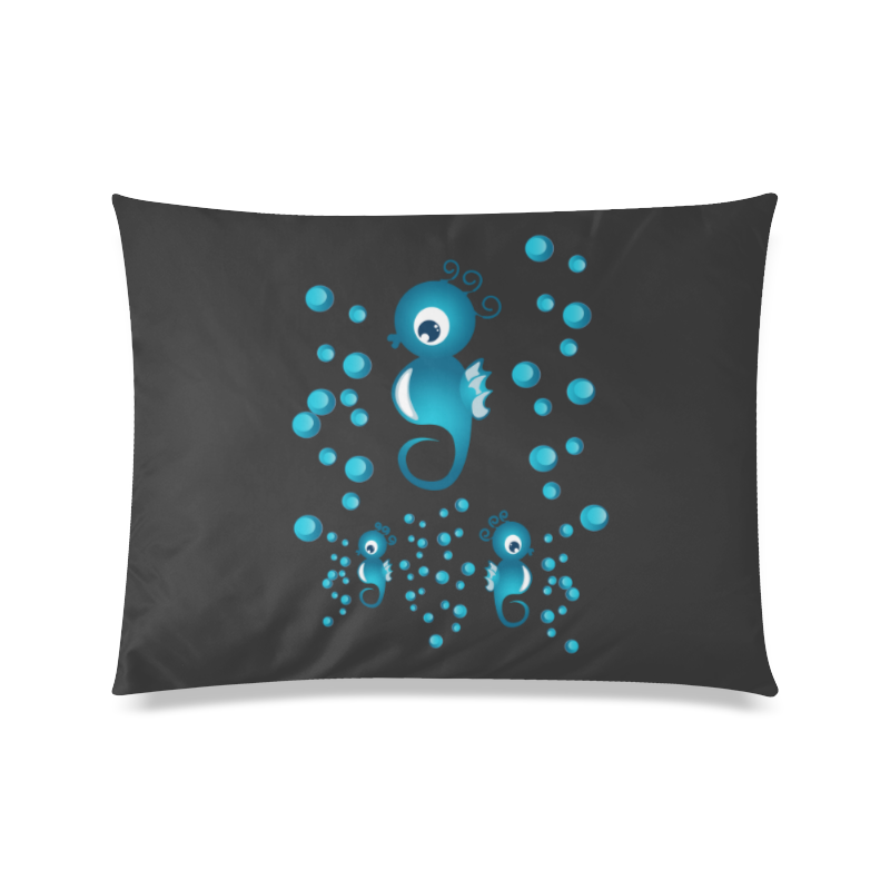 Sea horses in blue Custom Zippered Pillow Case 20"x26"(Twin Sides)