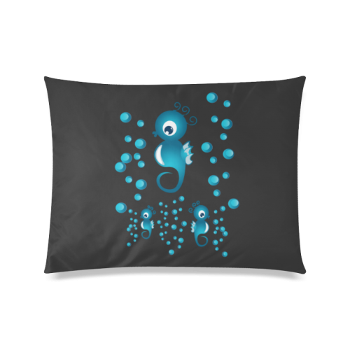 Sea horses in blue Custom Zippered Pillow Case 20"x26"(Twin Sides)