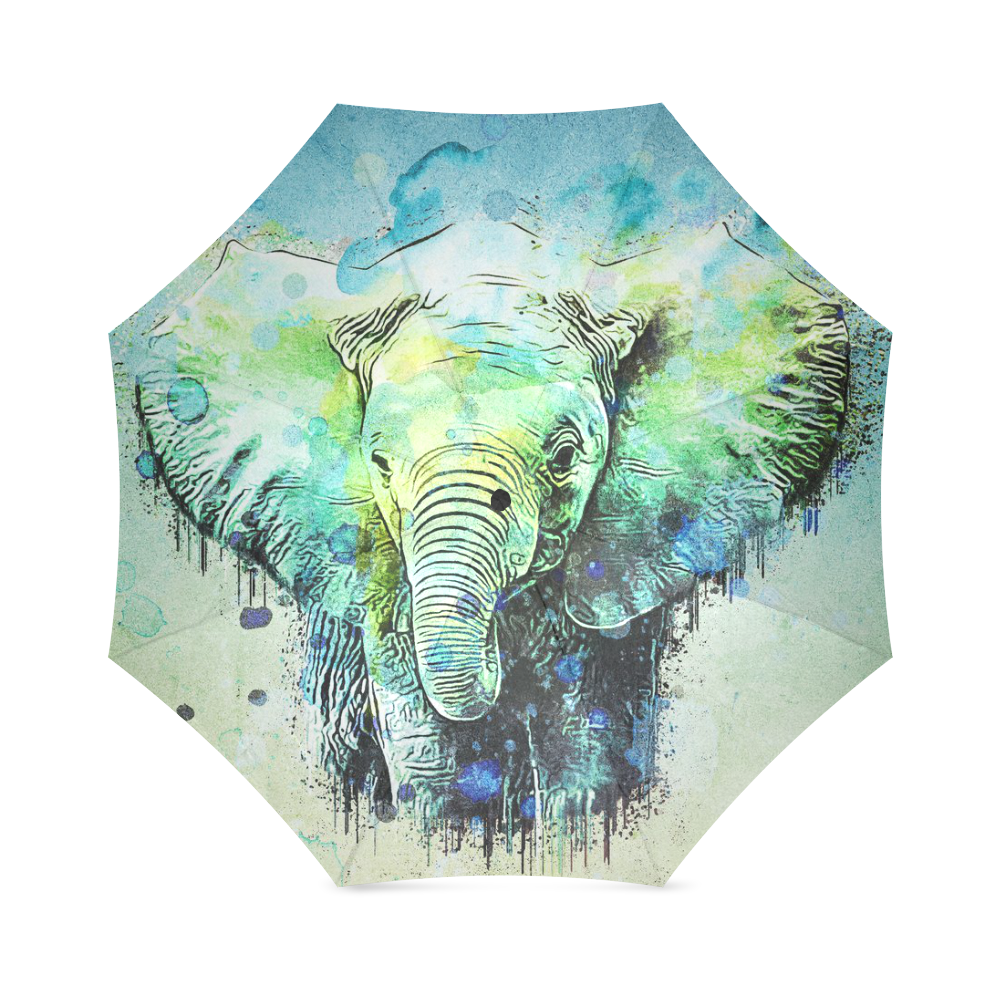 watercolor elephant Foldable Umbrella (Model U01)