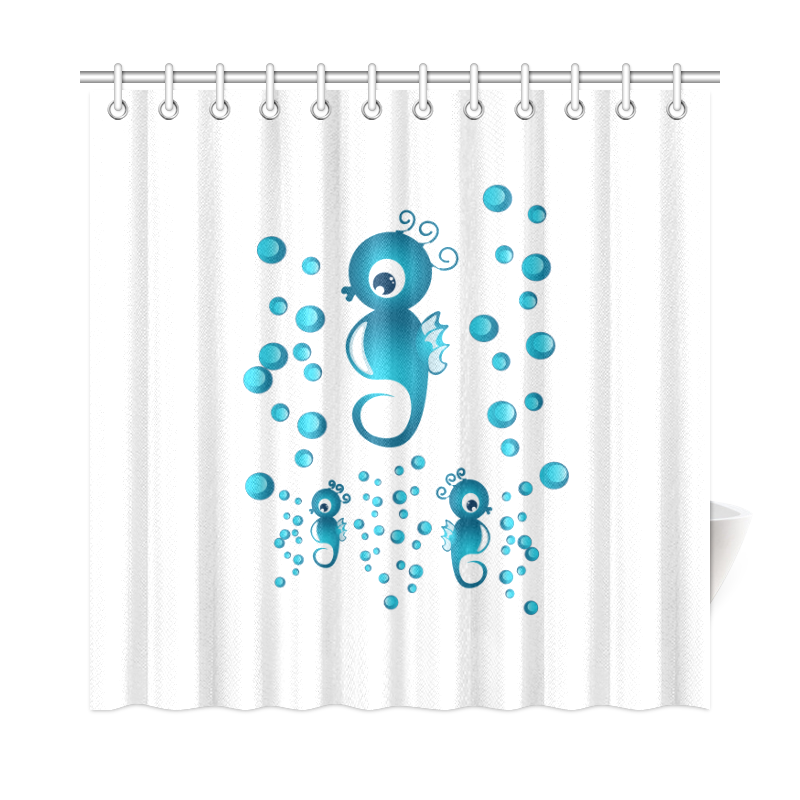 Sea horses in blue Shower Curtain 72"x72"