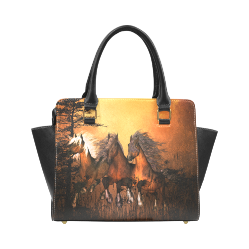 Horses Rivet Shoulder Handbag (Model 1645)