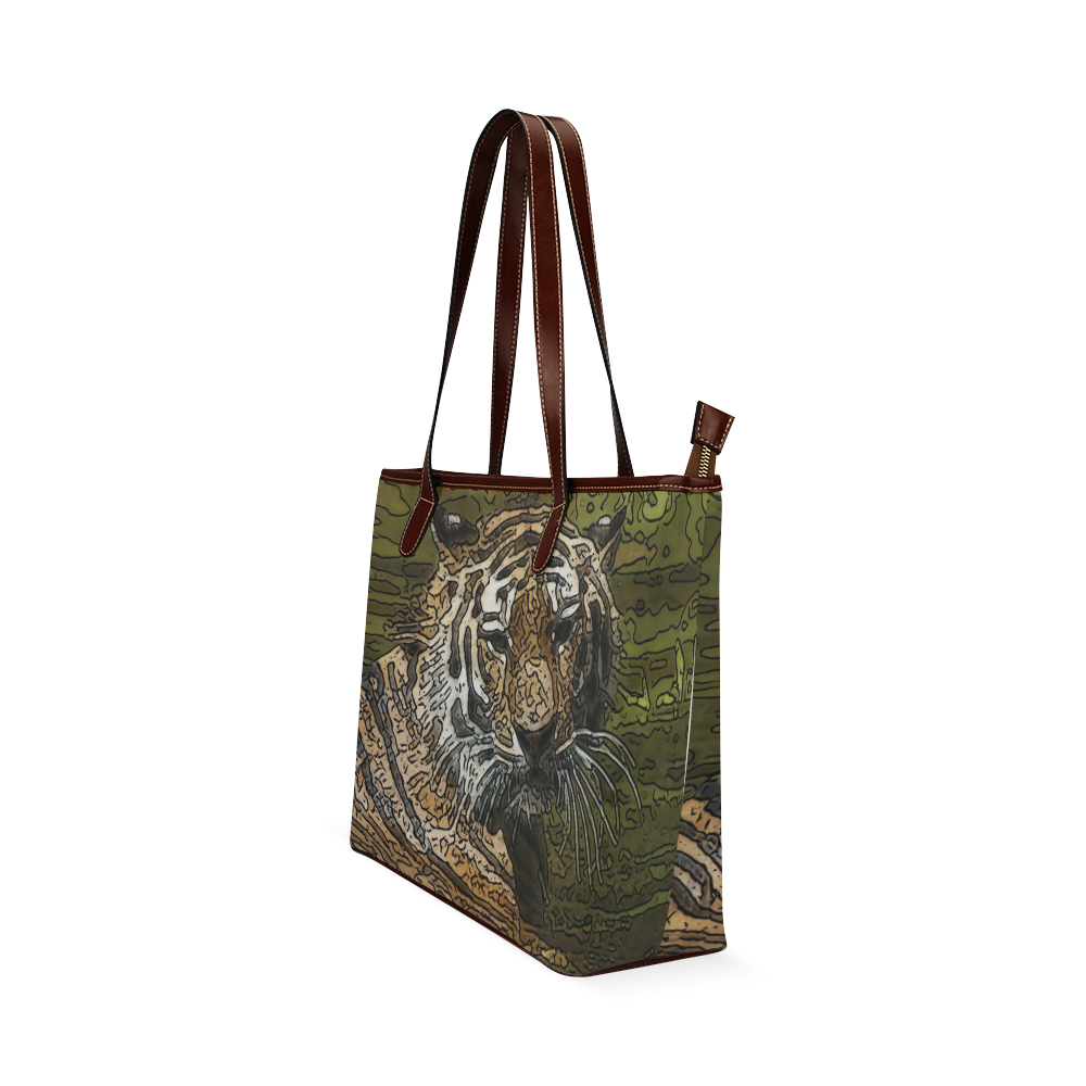 animal artstudion 15416 tiger Shoulder Tote Bag (Model 1646)