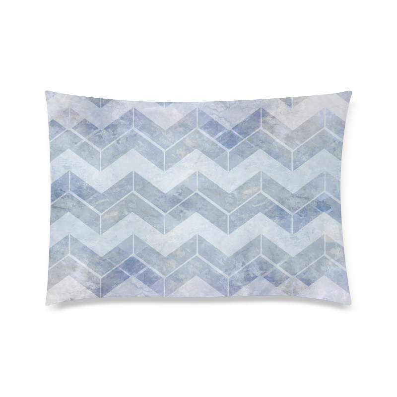 Chevron in blue watercolors Custom Zippered Pillow Case 20"x30"(Twin Sides)