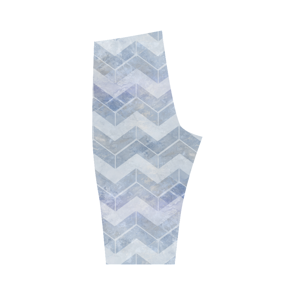 Chevron in blue watercolors Hestia Cropped Leggings (Model L03)