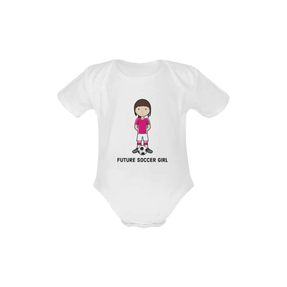 Future Soccer girl - sport player ball Baby Powder Organic Short Sleeve One Piece (Model T28)