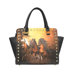 Horses Rivet Shoulder Handbag (Model 1645)