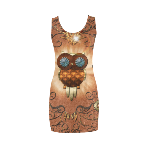 Steampunk, cute owl Medea Vest Dress (Model D06)