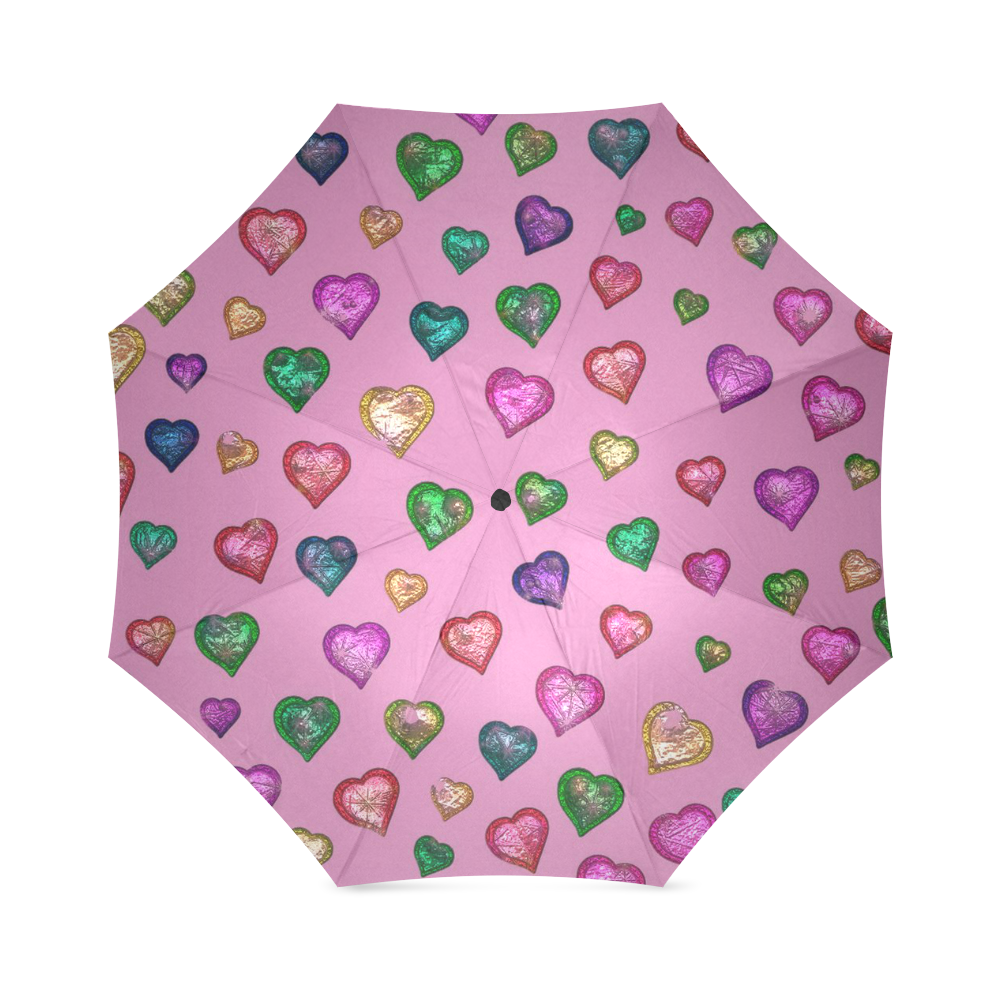 Shimmering hearts Foldable Umbrella (Model U01)