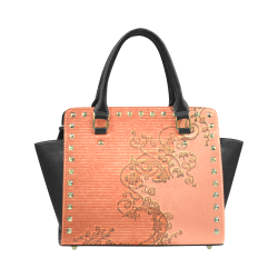 Floral design Rivet Shoulder Handbag (Model 1645)