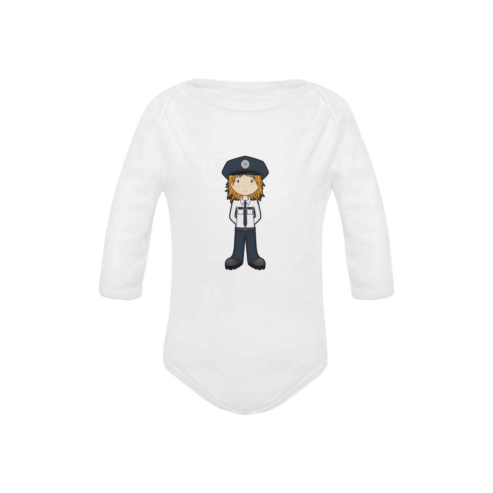 Police Girl - officer law enforcement cop Baby Powder Organic Long Sleeve One Piece (Model T27)