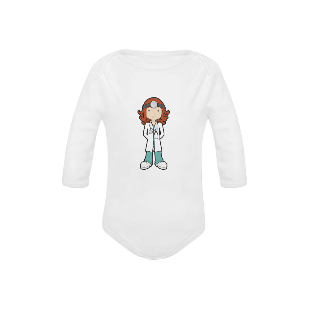 Med Girl - Future doctor illustration Baby Powder Organic Long Sleeve One Piece (Model T27)