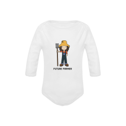 Future Farmer - when I grow up farm girl Baby Powder Organic Long Sleeve One Piece (Model T27)