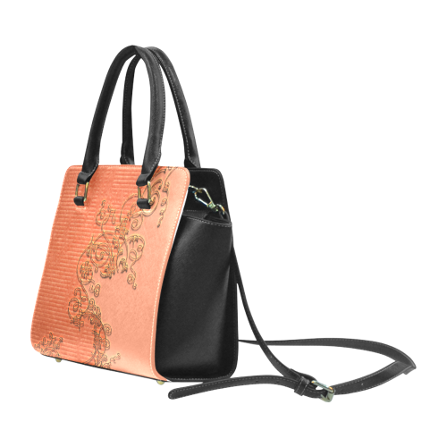 Floral design Rivet Shoulder Handbag (Model 1645)