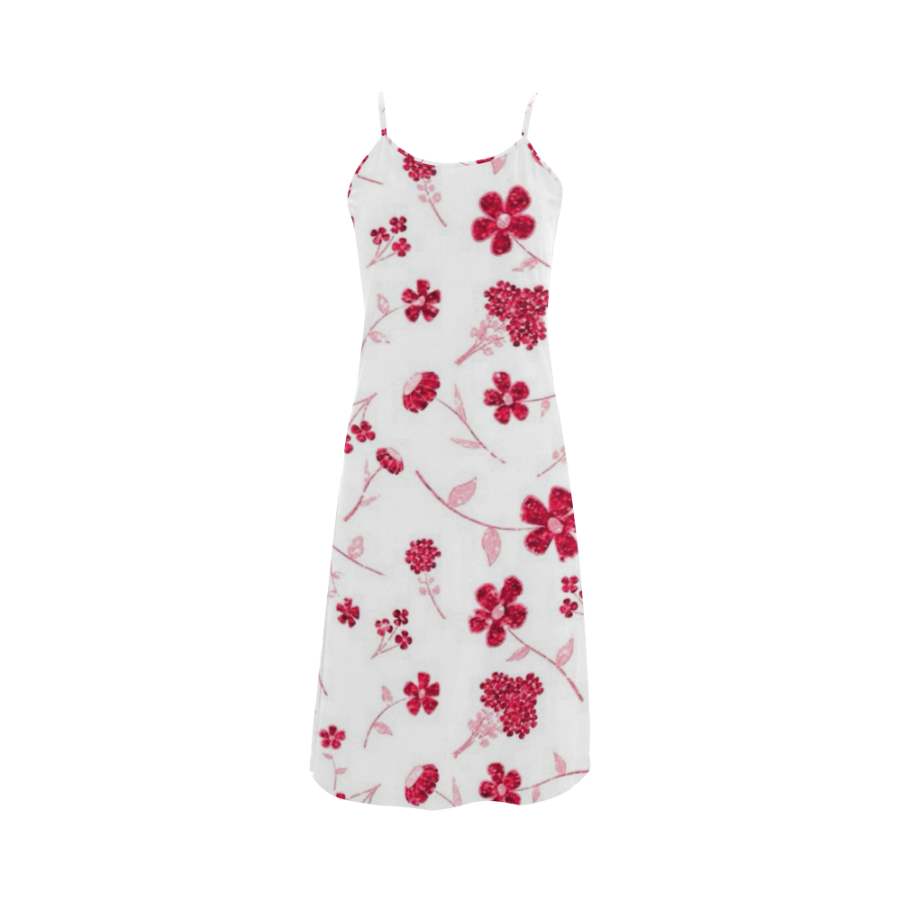 sweet sparkling floral, red Alcestis Slip Dress (Model D05)
